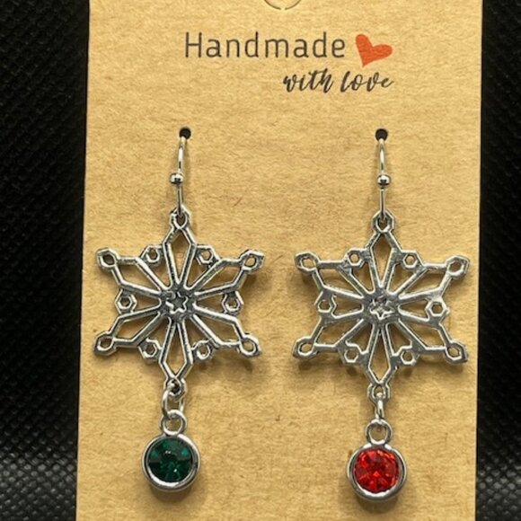 Christmas Snowflake Earrings - Picture 2 of 3